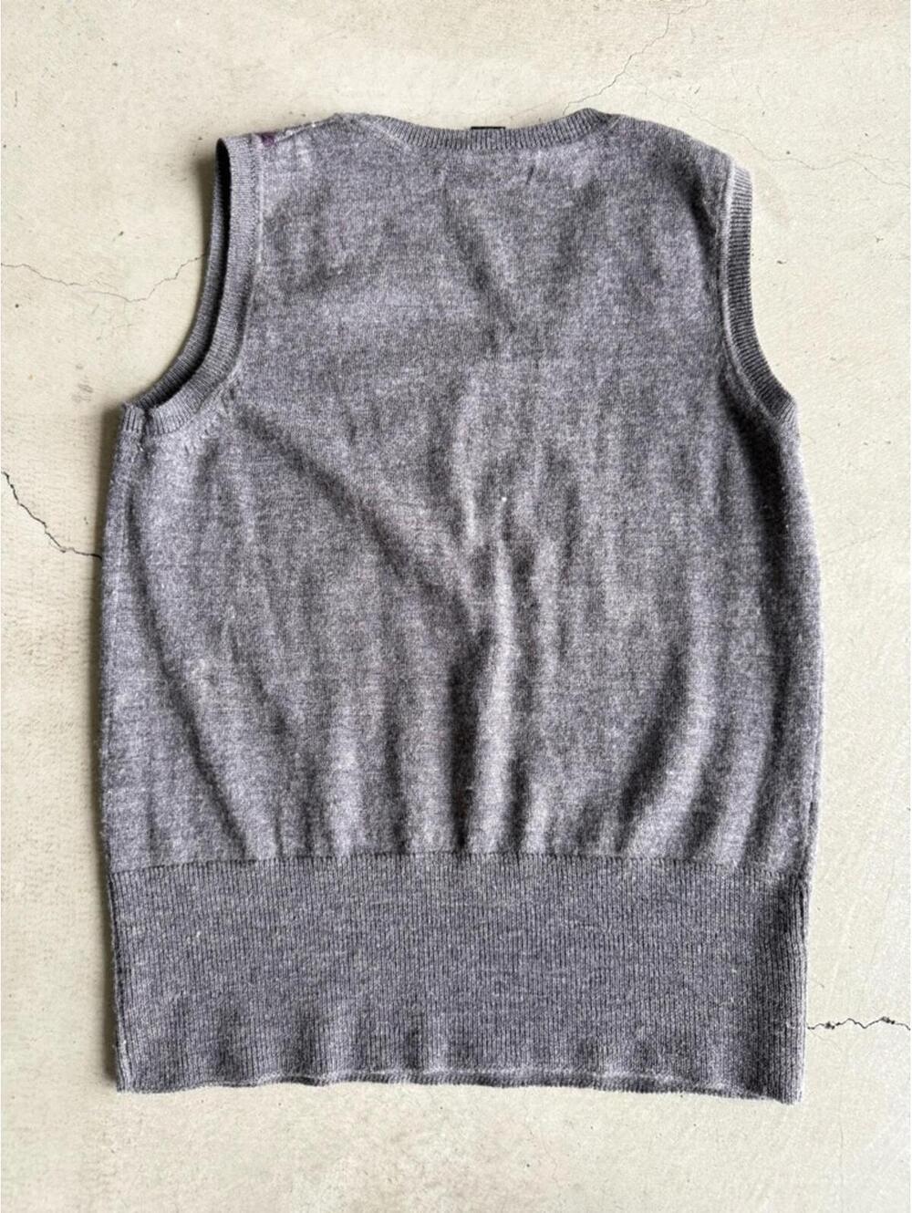Marina Luna / Merino Wool Argyle Sweater Vest / Gray Purple - Picture 5 of 5